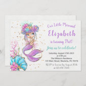 アフリカンアメリカンマーメイド誕生日招待状 招待状 (正面/裏面)