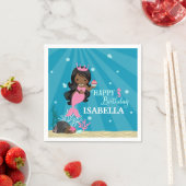 アフリカンアメリカンマーメイド誕生日 スタンダードカクテルナプキン (インサイチュ)