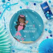 アフリカンアメリカンマーメイド誕生日 ペーパープレート (パーティー)