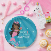 アフリカンアメリカンマーメイド誕生日 ペーパープレート (パーティー)