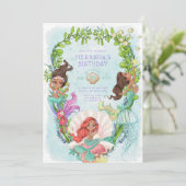 アフリカンアメリカンマーメイド誕生日 招待状 (スタンド正面)