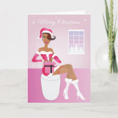 アフリカンアメリカンモダンホリデークリスマスカード 招待状 (正面)