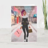 アフリカンアメリカンモダンホリデークリスマスカード 招待状 (正面)