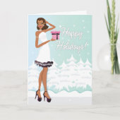 アフリカンアメリカンモダンホリデークリスマスカード 招待状 (正面)