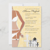 アフリカンアメリカンランジェリーブライダルシャワーイエロー 招待状 (正面)