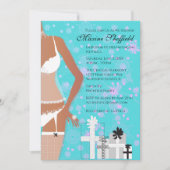 アフリカンアメリカンランジェリーブライダルシャワーティール(緑がかった色) 招待状 (正面)