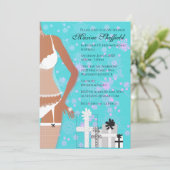 アフリカンアメリカンランジェリーブライダルシャワーティール(緑がかった色) 招待状 (スタンド正面)