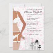 アフリカンアメリカンランジェリーブライダルシャワーピンク 招待状 (正面)