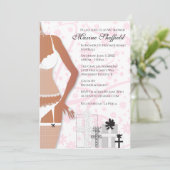 アフリカンアメリカンランジェリーブライダルシャワーピンク 招待状 (スタンド正面)