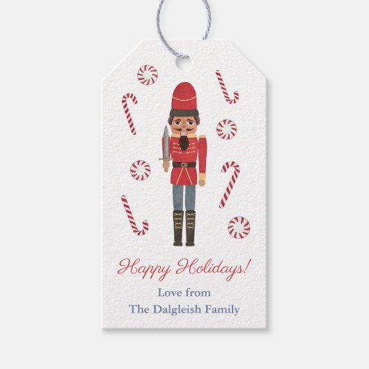 アフリカンアメリカンレッドくるみ割りハッピーホリデー ギフトタグ (正面)