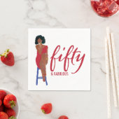 アフリカンアメリカンレッドドレスディヴァ50と素晴らしい スタンダードカクテルナプキン (インサイチュ)