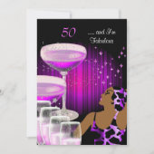 アフリカンアメリカンレディーファブラス50誕生日ディバ 招待状 (正面)