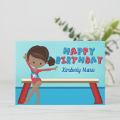 アフリカンアメリカン体操女子体操誕生日 カード (スタンド正面)