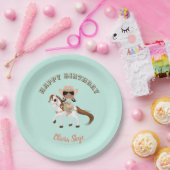 アフリカンアメリカン女性のカーボーイオンホースガールズウェスタン ペーパープレート (パーティー)