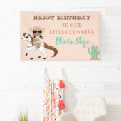 アフリカンアメリカン女性のカーボーイオンホースガールズウェスタン 横断幕 (インサイチュ)