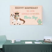 アフリカンアメリカン女性のカーボーイオンホースガールズウェスタン 横断幕 (トレードショー)