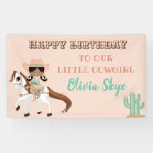 アフリカンアメリカン女性のカーボーイオンホースガールズウェスタン 横断幕 (横)