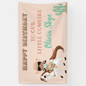 アフリカンアメリカン女性のカーボーイオンホースガールズウェスタン 横断幕 (縦)