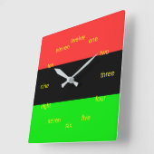 アフリカンアメリカン旗 完全に スクエア壁時計 (傾斜)