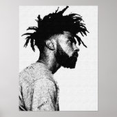 アフリカンアメリカン男性ペンアートスケッチ ポスター (正面)