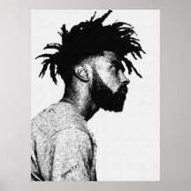 アフリカンアメリカン男性ペンアートスケッチ