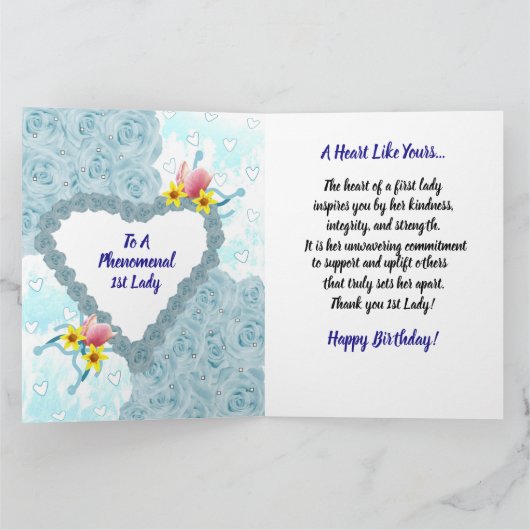 アフリカンアメリカン第1レディ誕生日 カード (内部)