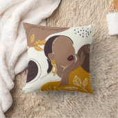 アフリカンアメリカン・アート、リーフガールプリント、黒人女性 クッション (ブランケット)