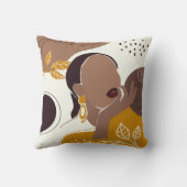 アフリカンアメリカン・アート、リーフガールプリント、黒人女性 クッション (裏面)