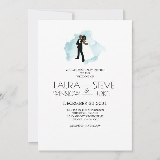 アフリカンアメリカン・ウォーター・カラー・スプラッシュ招待状 招待状 (正面)