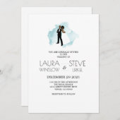 アフリカンアメリカン・ウォーター・カラー・スプラッシュ招待状 招待状 (正面/裏面)