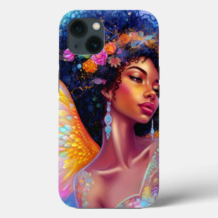 アフリカンアメリカン・エンジェル・レディ・ファンタジー・アート iPhone 13ケース