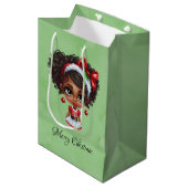 アフリカンアメリカン・ガール・クリスマスドレスカスタム ミディアムペーパーバッグ (正面アングル)