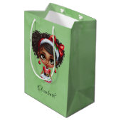 アフリカンアメリカン・ガール・クリスマスドレスカスタム ミディアムペーパーバッグ (裏面アングル)