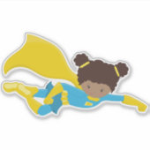 アフリカンアメリカン・ガール、スーパーヒーロー・ガール、イエローケープ シール (正面)