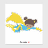 アフリカンアメリカン・ガール、スーパーヒーロー・ガール、イエローケープ シール (シート)