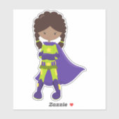 アフリカンアメリカン・ガール、スーパーヒーロー・ガール、パープルケープ シール (シート)