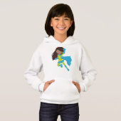 アフリカンアメリカン・ガール、スーパーヒーロー・ガール、ブルーケープ (正面フル)