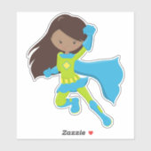 アフリカンアメリカン・ガール、スーパーヒーロー・ガール、ブルーケープ シール (シート)