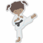 アフリカンアメリカン・ガール、空手ガール、ブラックベルト シール (正面)