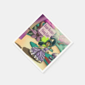 アフリカンアメリカン・フェアリー&アネモネス誕生日 スタンダードカクテルナプキン (角)