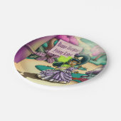 アフリカンアメリカン・フェアリー&アネモネス誕生日 ペーパープレート (アングル)