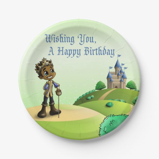 アフリカンアメリカン・プリンス誕生日 ペーパープレート (正面)