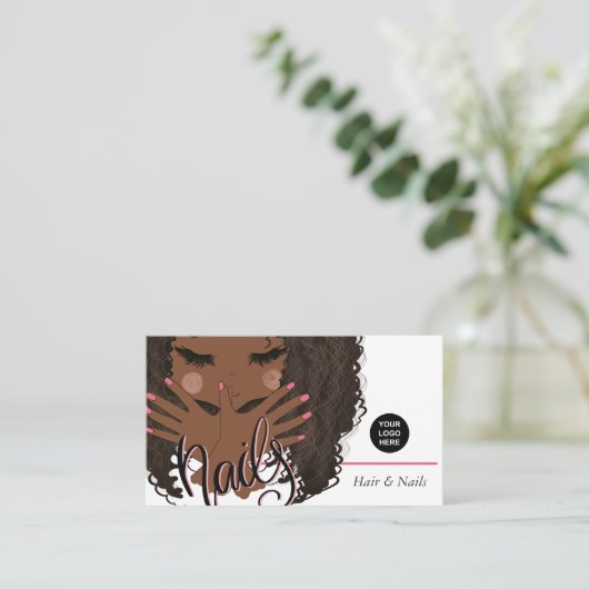 アフリカンアメリカン・ヘア・アンド・爪、 ネイル美しいサロンブシン 名刺 (スタンド正面)