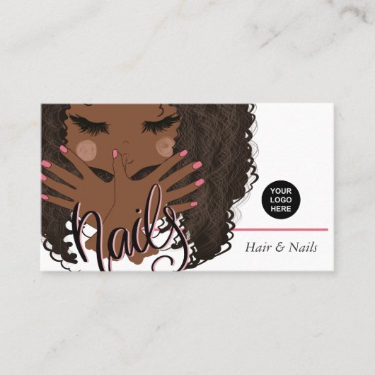 アフリカンアメリカン・ヘア・アンド・爪、 ネイル美しいサロンブシン 名刺 (正面)
