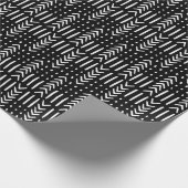 アフリカンアローマッドクロスデザインブラック ラッピングペーパー (角)