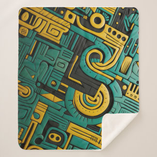 アフリカンアンカラエメラルドマトリックス シェルパブランケット