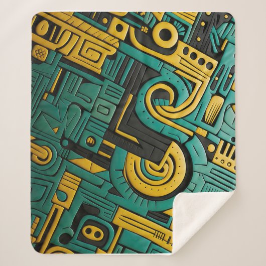 アフリカンアンカラエメラルドマトリックス シェルパブランケット (正面)
