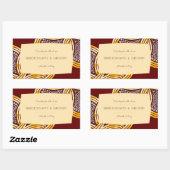 アフリカンアンカラキテンゲ金ゴールドフローラギフトラベル 長方形シール (シート)