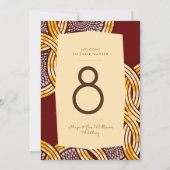 アフリカンアンカラキテンゲ金ゴールドフローラテーブル番号 招待状 (裏面)