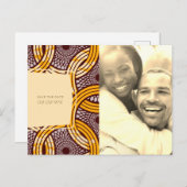 アフリカンアンカラキテンゲ金ゴールドフローラ保存日 案内ポストカード (正面/裏面)